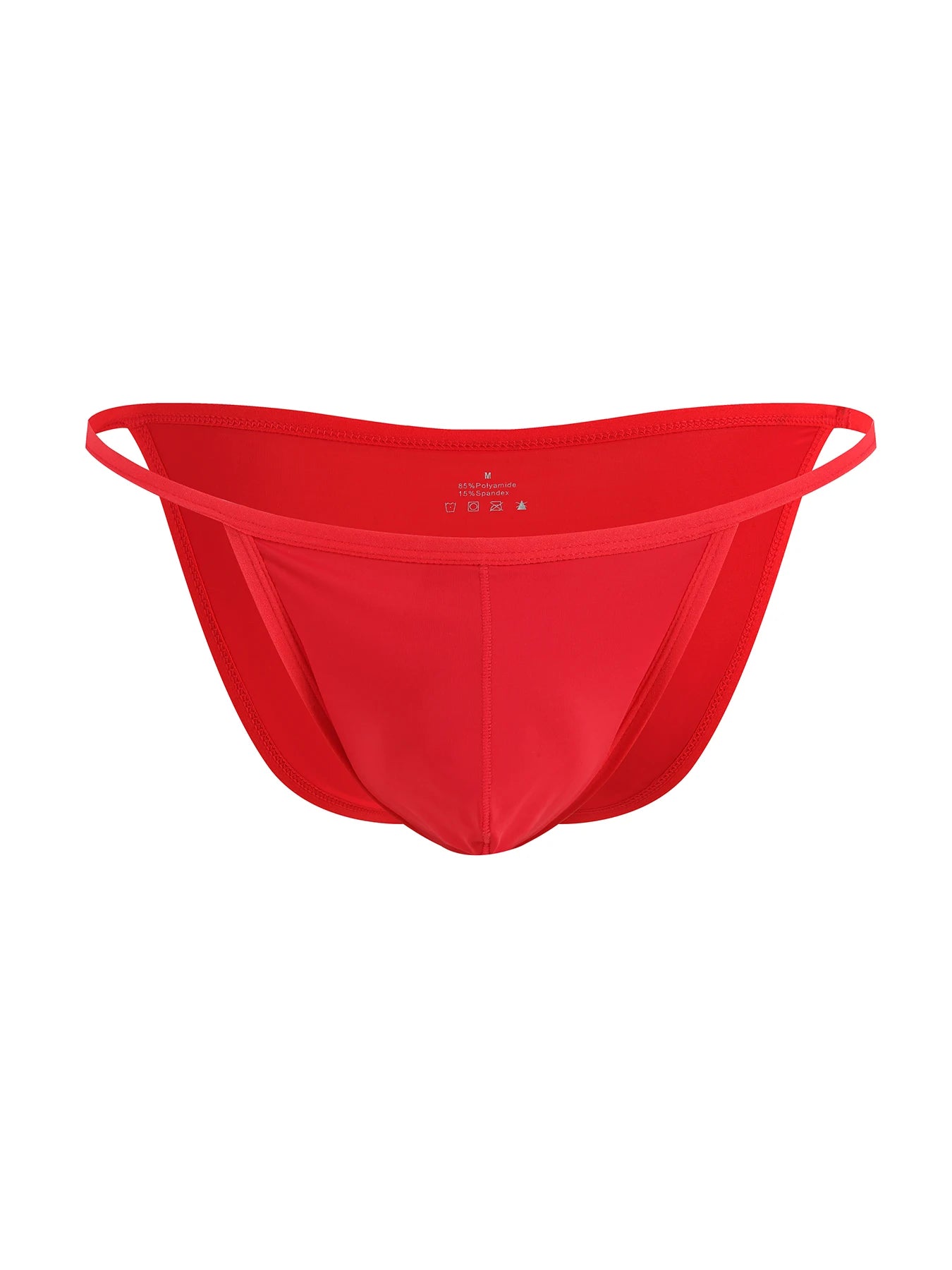 U-pouch solid bikini brief in red, flat front view