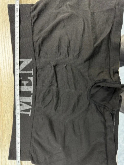 Dark gray/black plain stretch boxer brief with waistband and fly opening