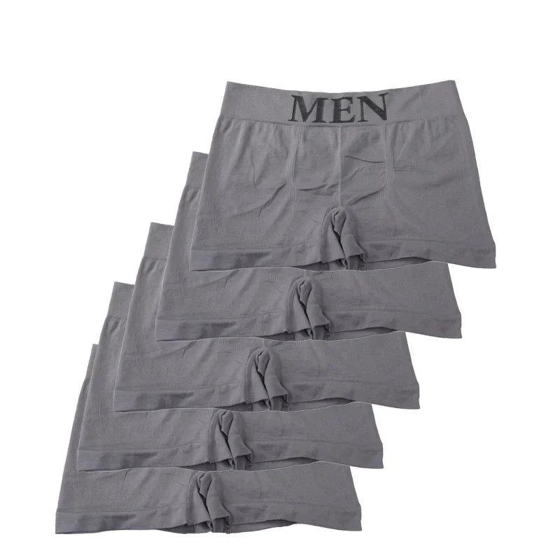 Light gray plain stretch boxer briefs, folded set with elastic waistband and fly