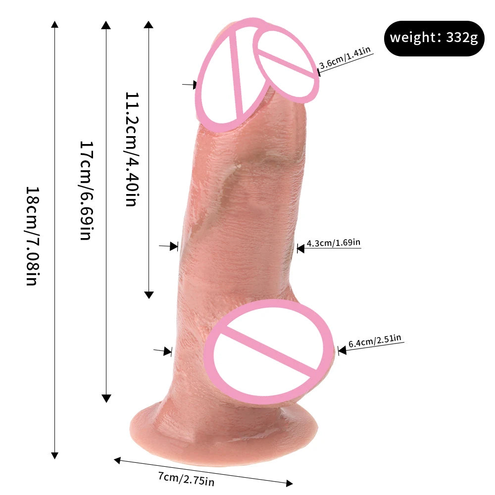Rose-pink silicone sex toy with suction base, narrow tip and textured cylindrical shaft