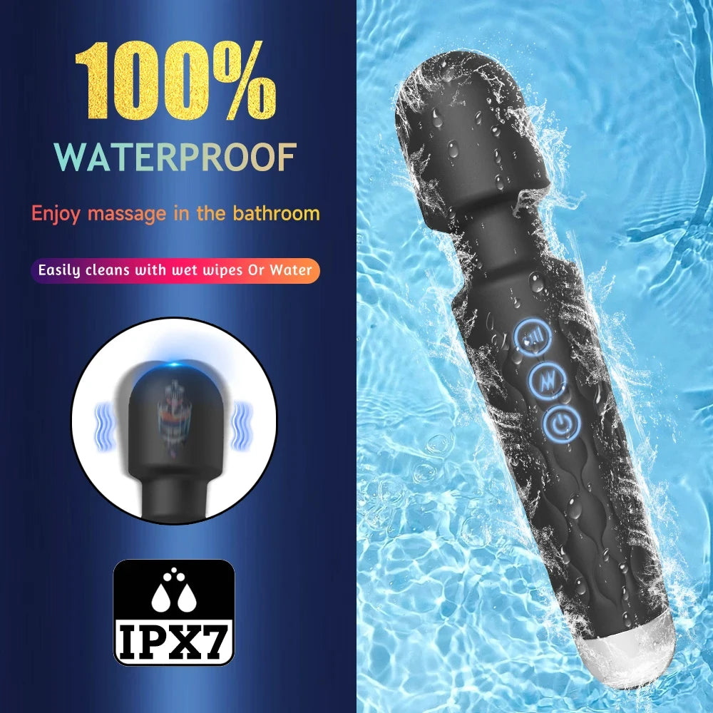 Waterproof black G-spot vibrator with textured body and white accent base