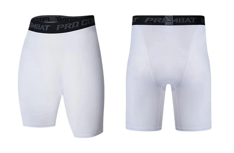 White quick-dry sports boxer shorts, front and back color display views