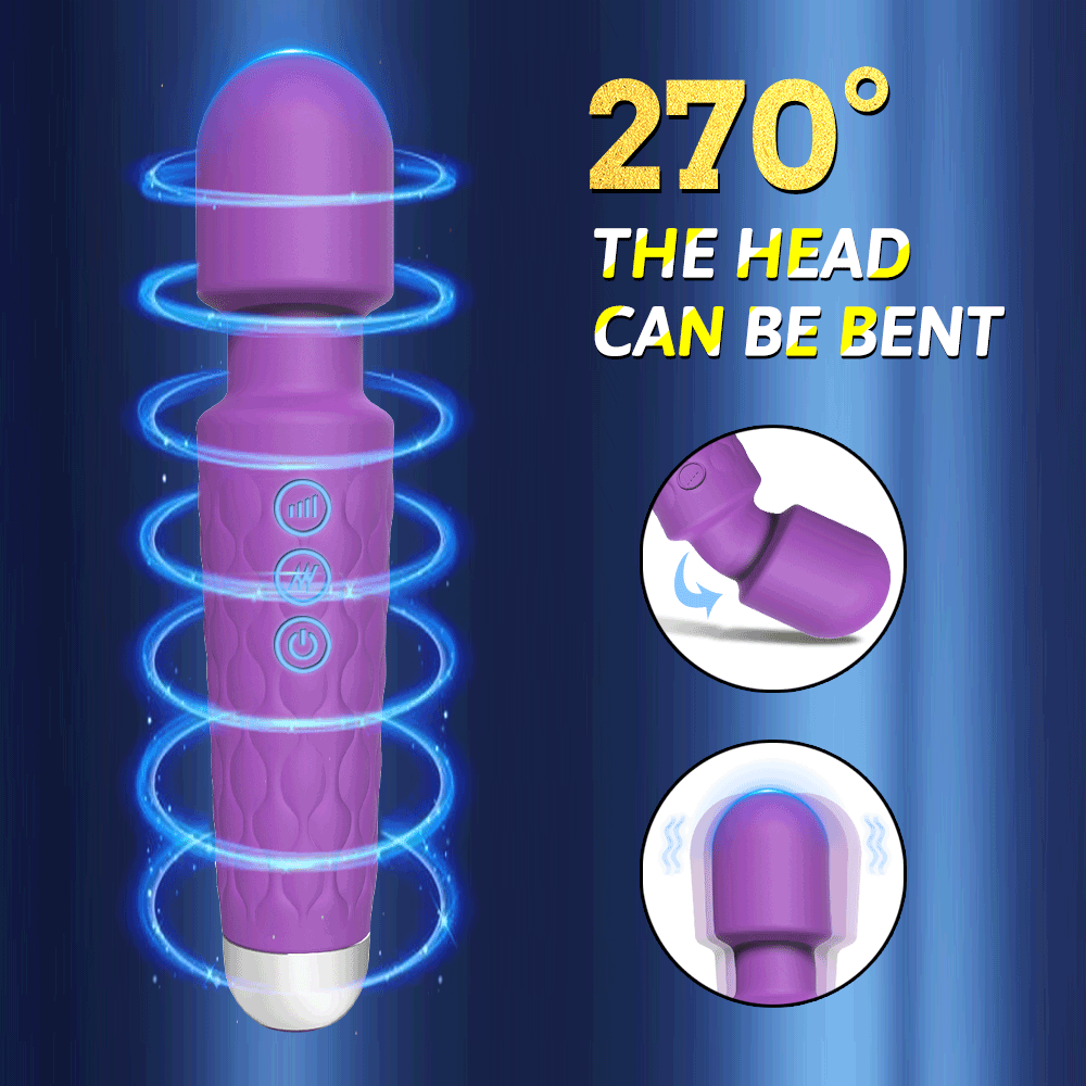 Purple G-spot vibrator with bendable head and three button controls