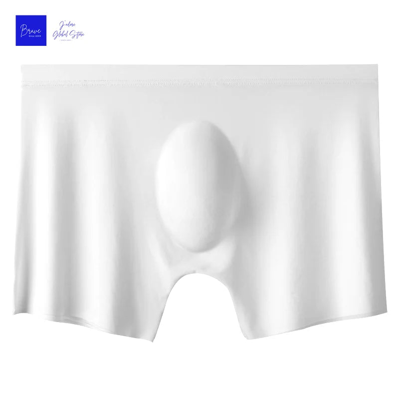 White seamless boxer briefs, smooth front and elastic waistband
