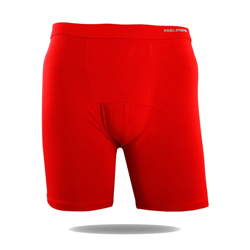 Red modal compression boxer briefs, front view with supportive pouch