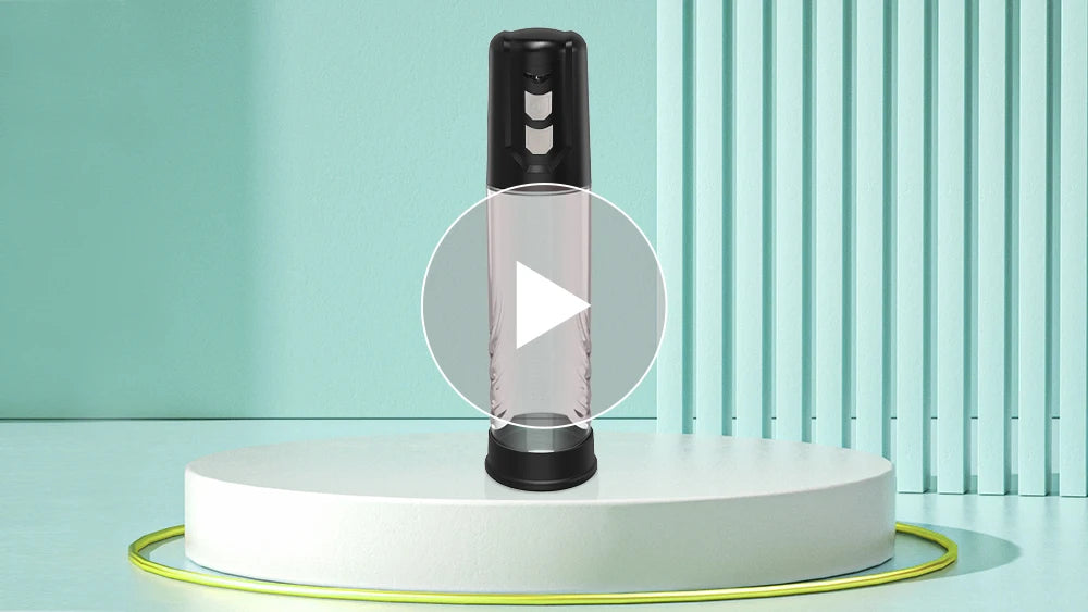 Electric pump on display platform, black top and clear measuring chamber