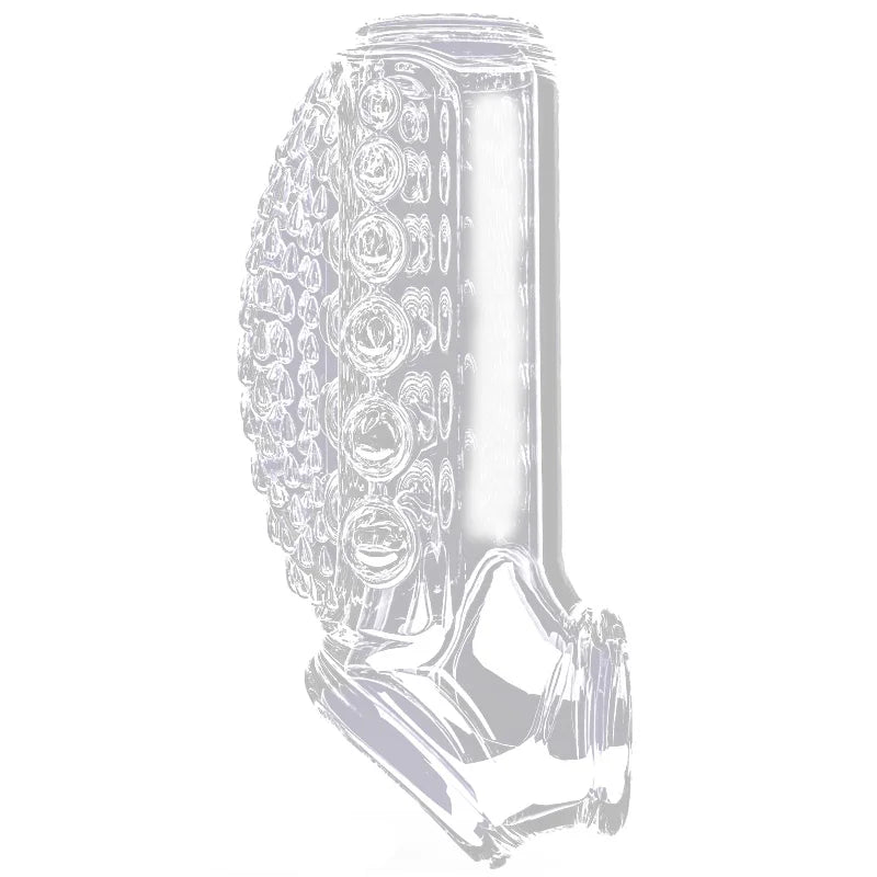 Transparent delay cock ring, ridged band with raised circular disc details along the surface