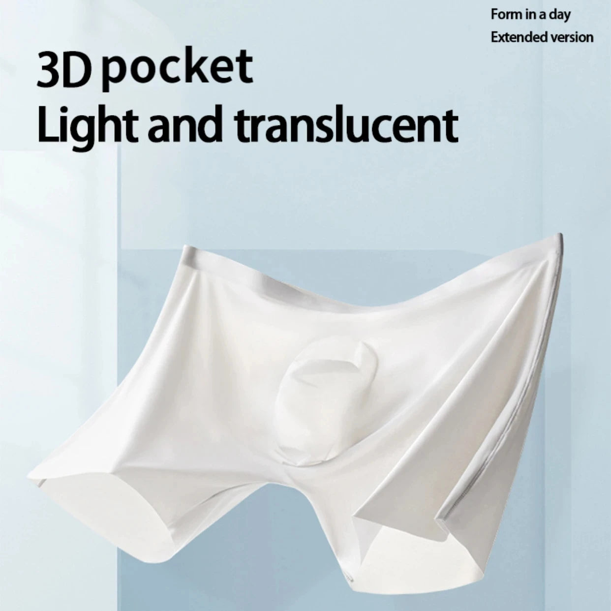 White seamless boxer briefs with 3D pocket pouch and smooth waistband