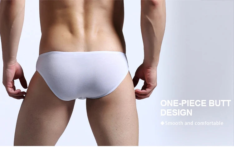 Modal U-pouch low-rise brief, light gray/white, one-piece rear coverage