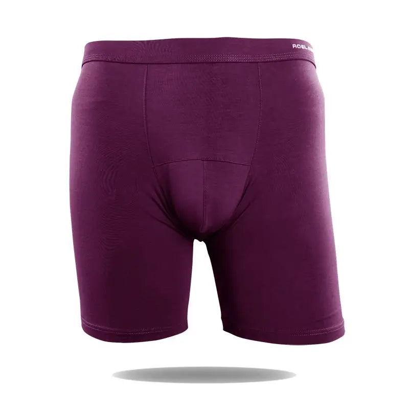 Purple modal compression boxer briefs, front view with contoured pouch