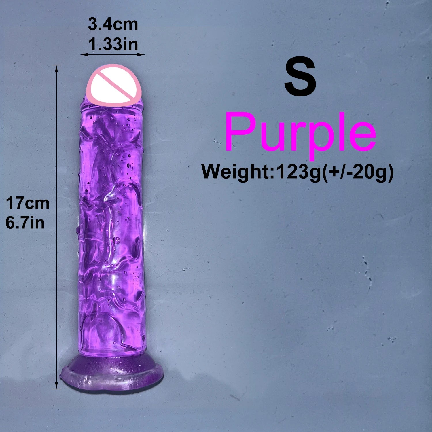 Purple transparent jelly dildo with suction cup, S size