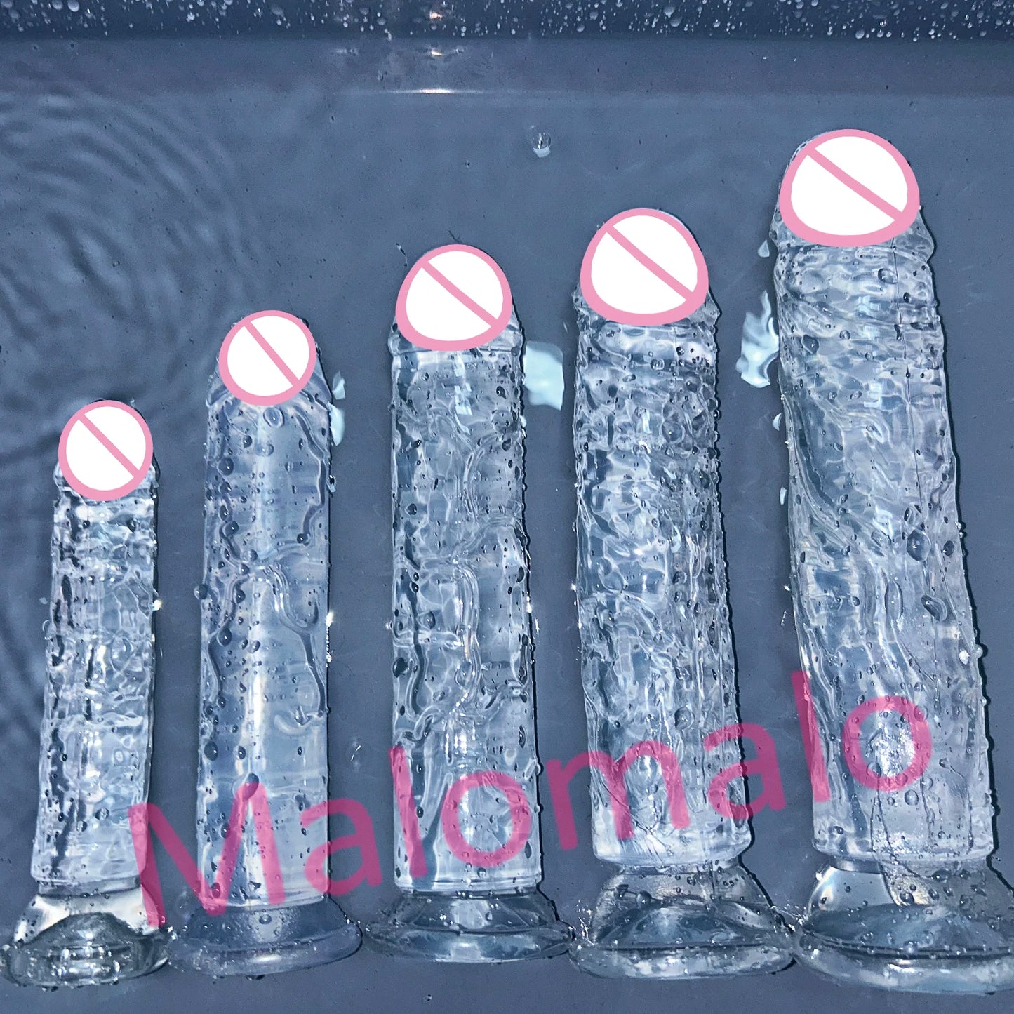 Clear blue transparent jelly dildo with suction cup (multiple units)