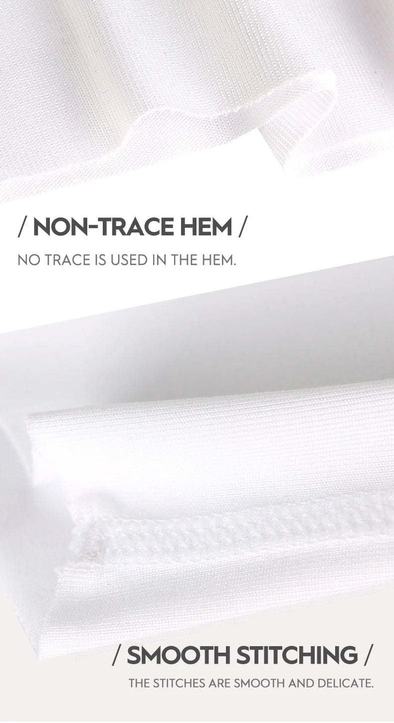 White seamless fitness vest hem detail with smooth stitching