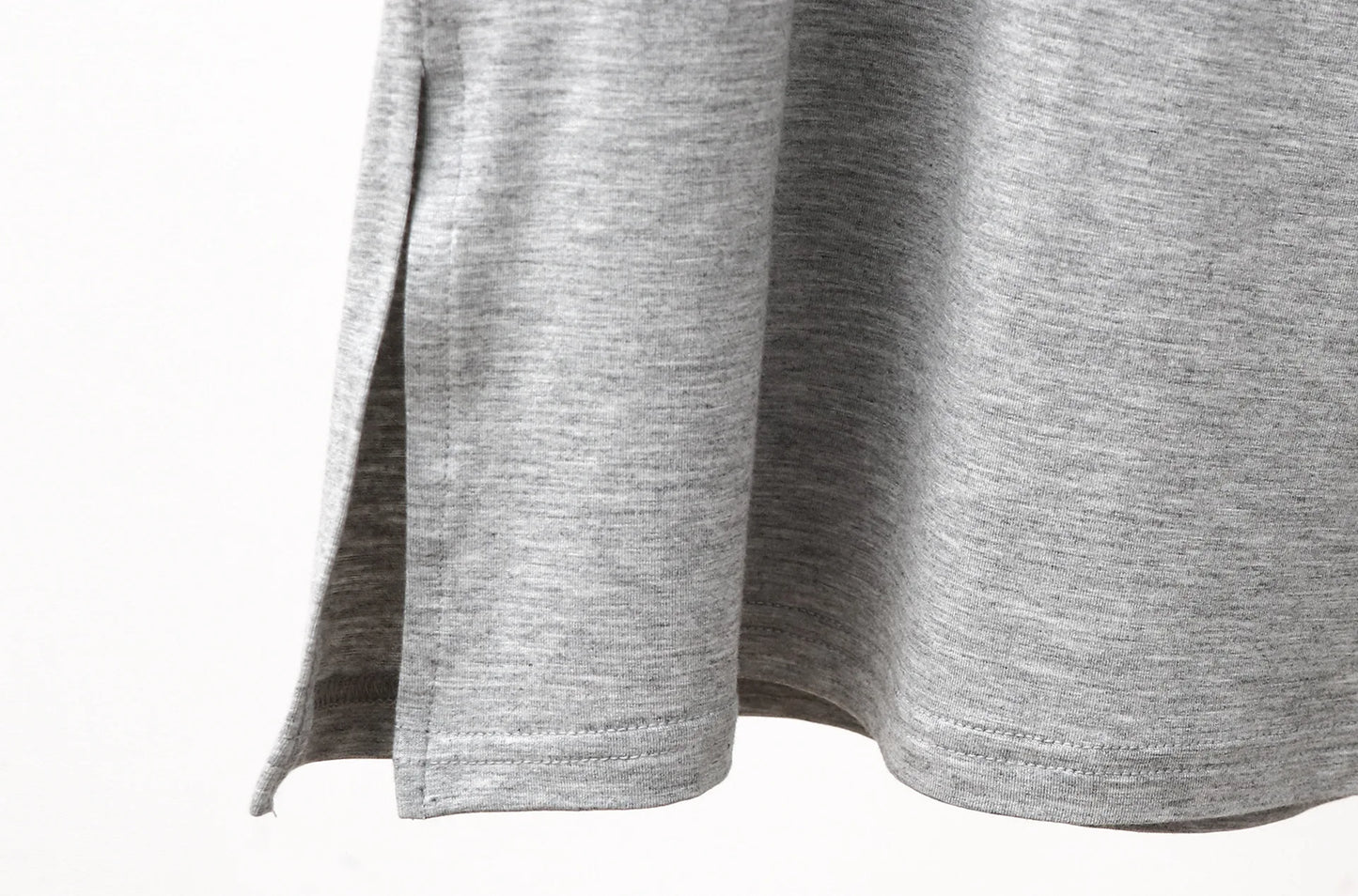 Gray sleeveless sleepwear vest dress, curved hem and stitched side