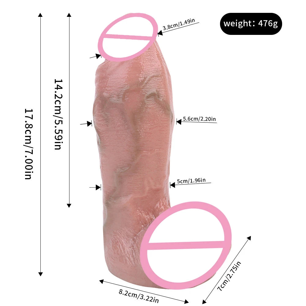 Soft pink double-layer silicone dildo with suction base, long body and wide oval base