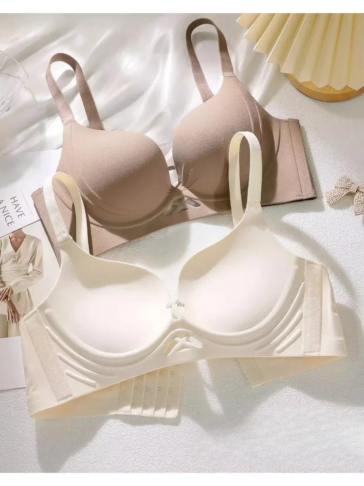 Skin/nude push-up cotton bra and panty set, adjustable straps and underwire