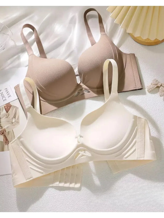 Skin/nude push-up cotton bra and panty set, adjustable straps and underwire