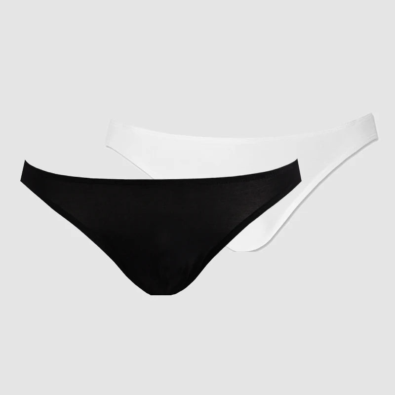 Black and white modal U-pouch low-rise briefs with low waist band and front pouch
