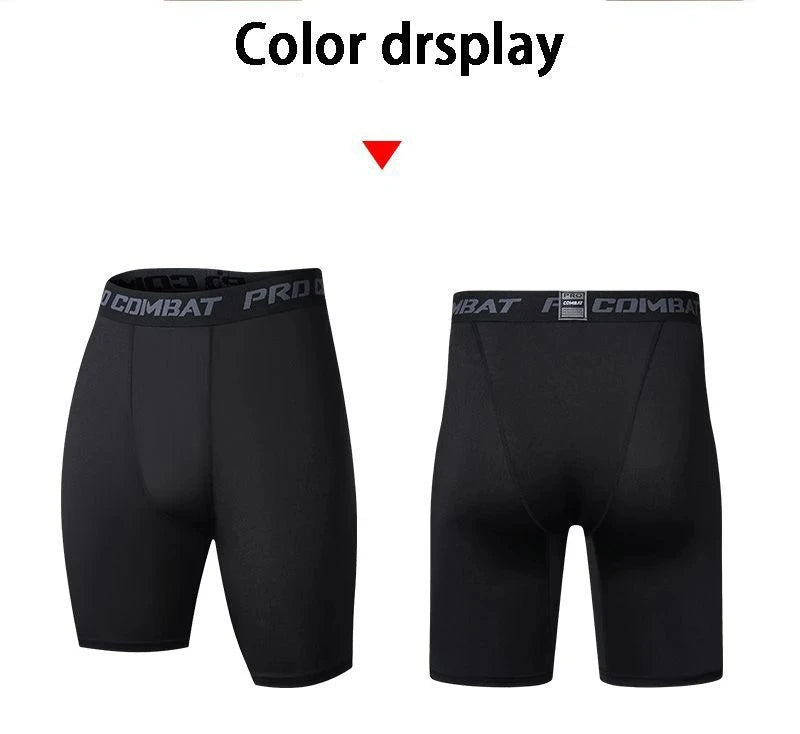 Black quick-dry sports boxer shorts, front and back color display views