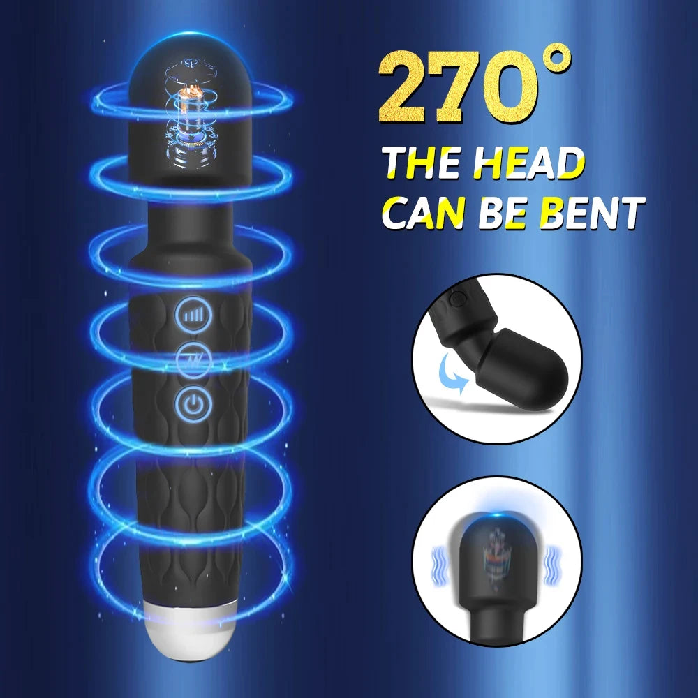 Black G-spot vibrator with textured body and bendable head