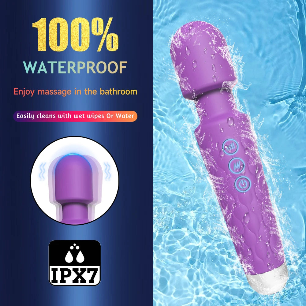 Purple silicone g-spot wand vibrator with raised control buttons, shown at waterline