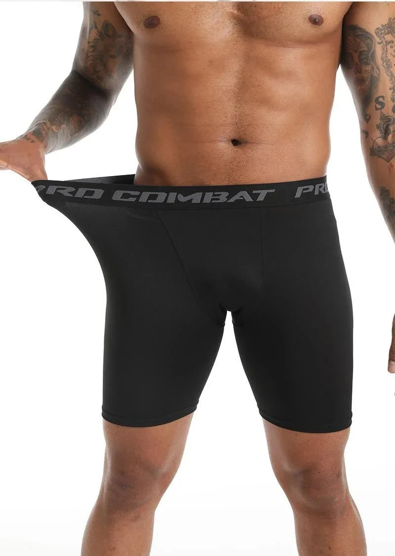 Black quick-dry sports boxer shorts with PRD Combat logo waistband detail