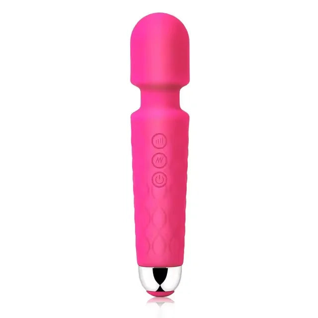 Rose red G-spot magic wand vibrator with three-button control panel