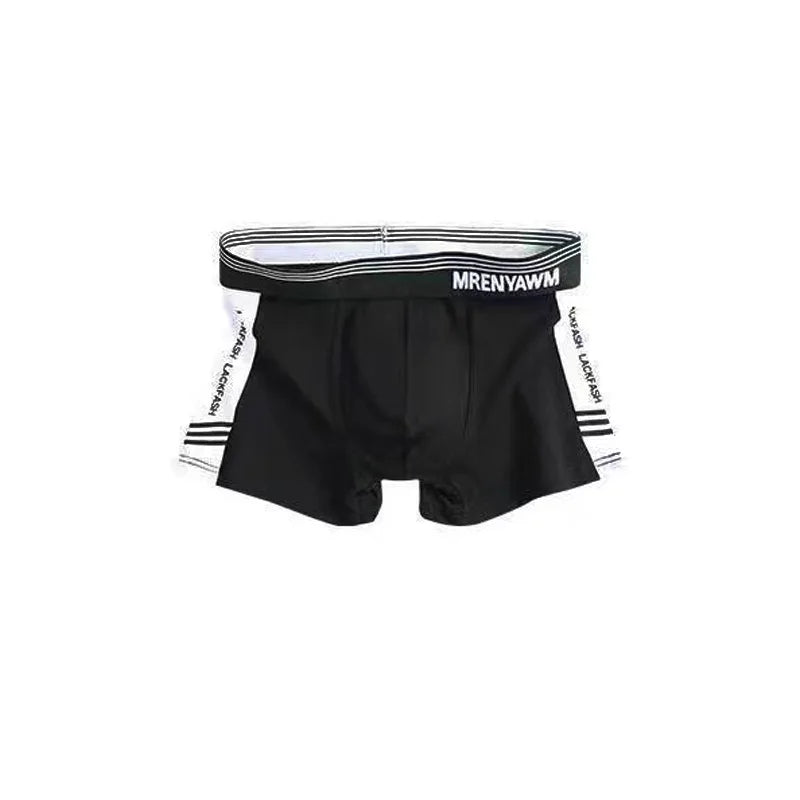 Mid-rise boxer shorts in black with striped waistband and side logo tape
