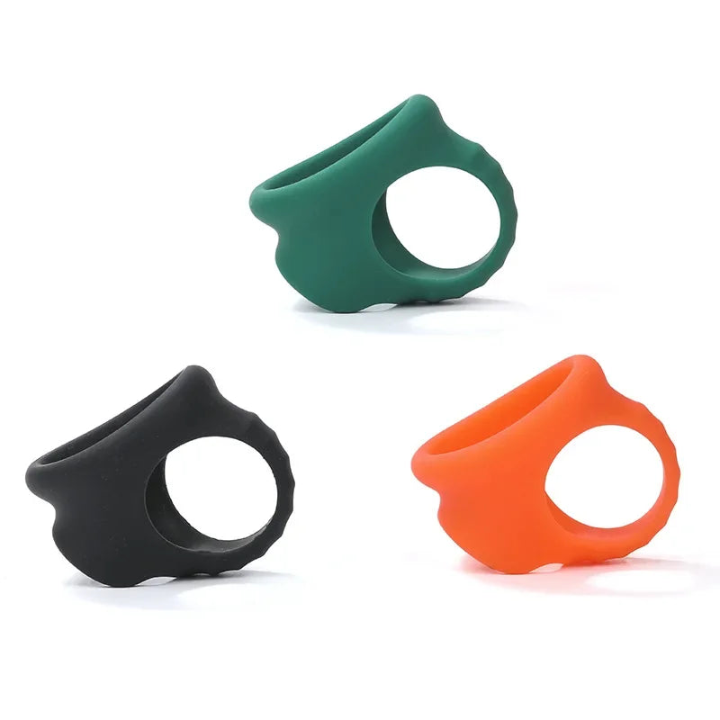 Silicone delay cock ring, green four-hole design with open circular center
