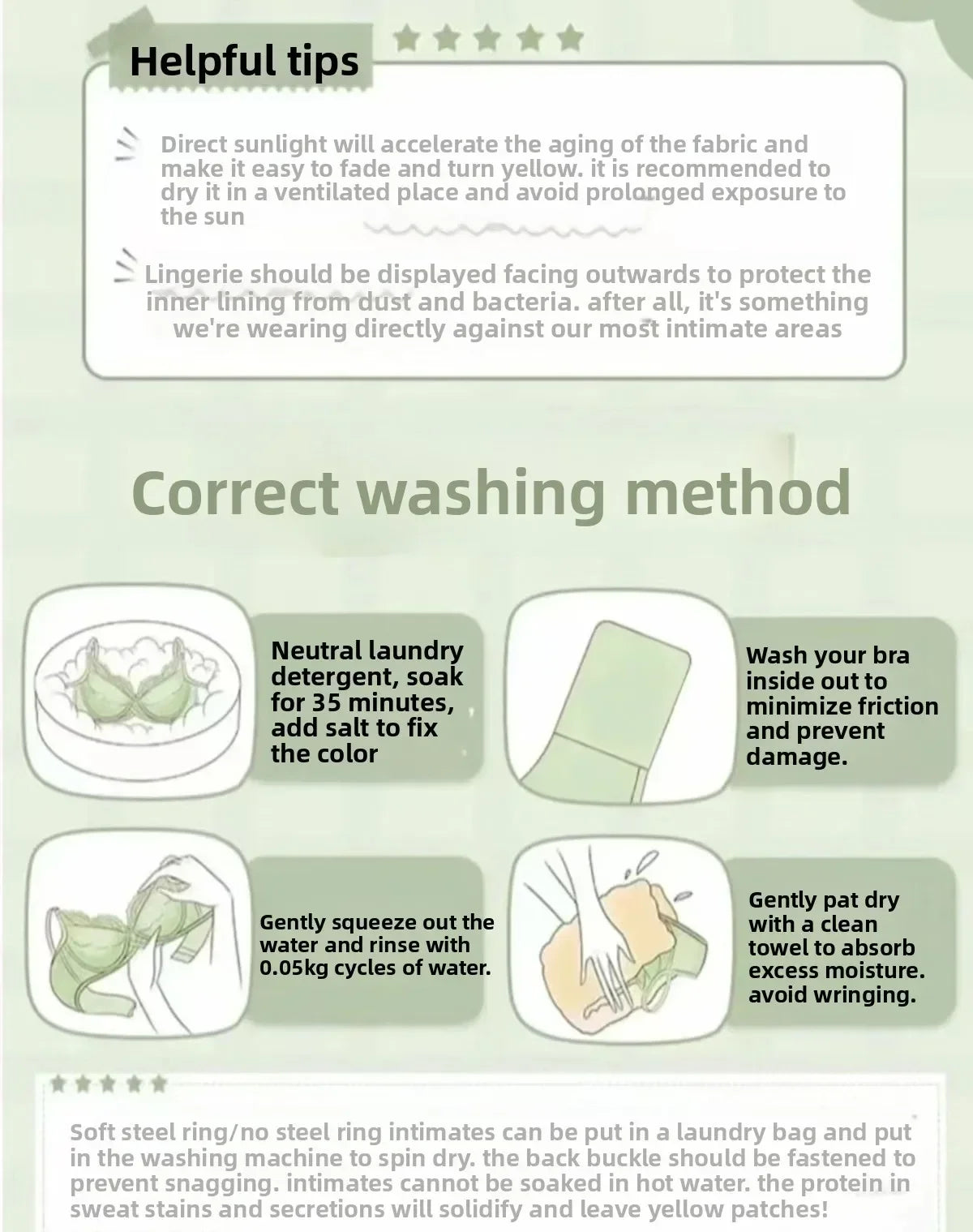 Bra washing method tips: neutral detergent, wash inside out, dry flat
