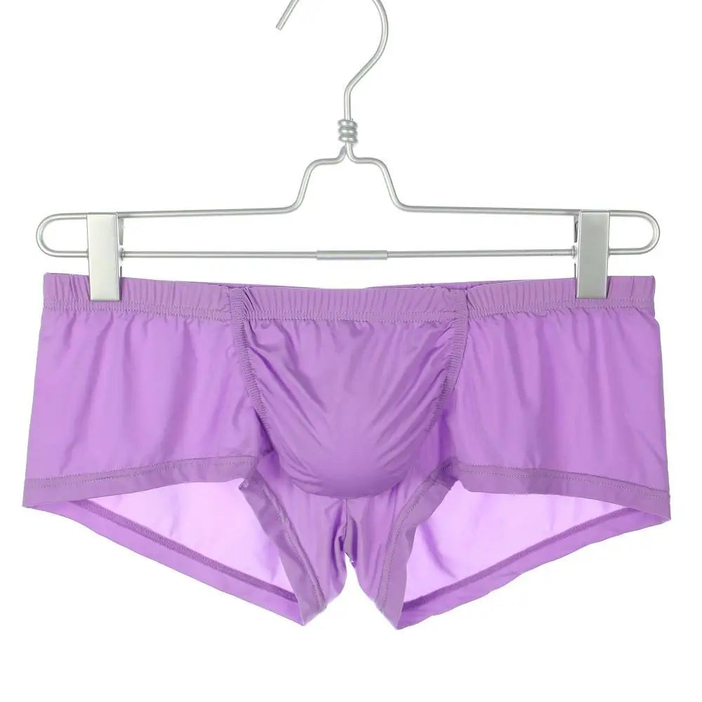 Low-rise boxer briefs, purple, on hanger