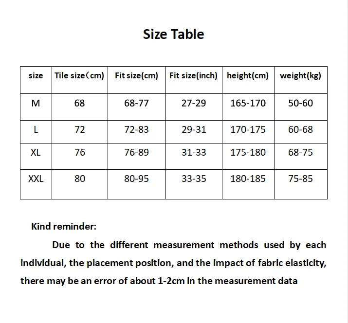 Size chart for men's ice silk camisole jumpsuit