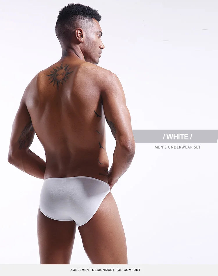 Modal U-pouch low-rise brief back view, light gray/white, low-rise coverage