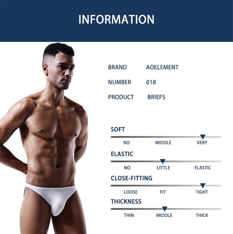 Modal U-pouch low-rise brief on model, light gray/white, low-cut leg opening