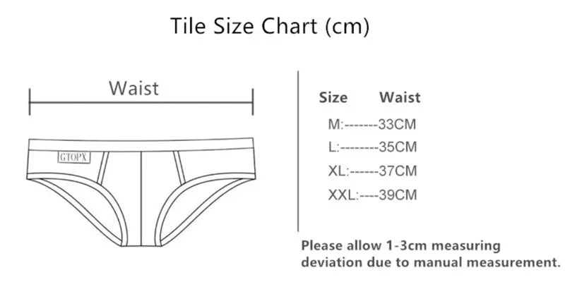 Size chart: waist (cm) for modal wicking U-pouch boxer briefs, M–XXL