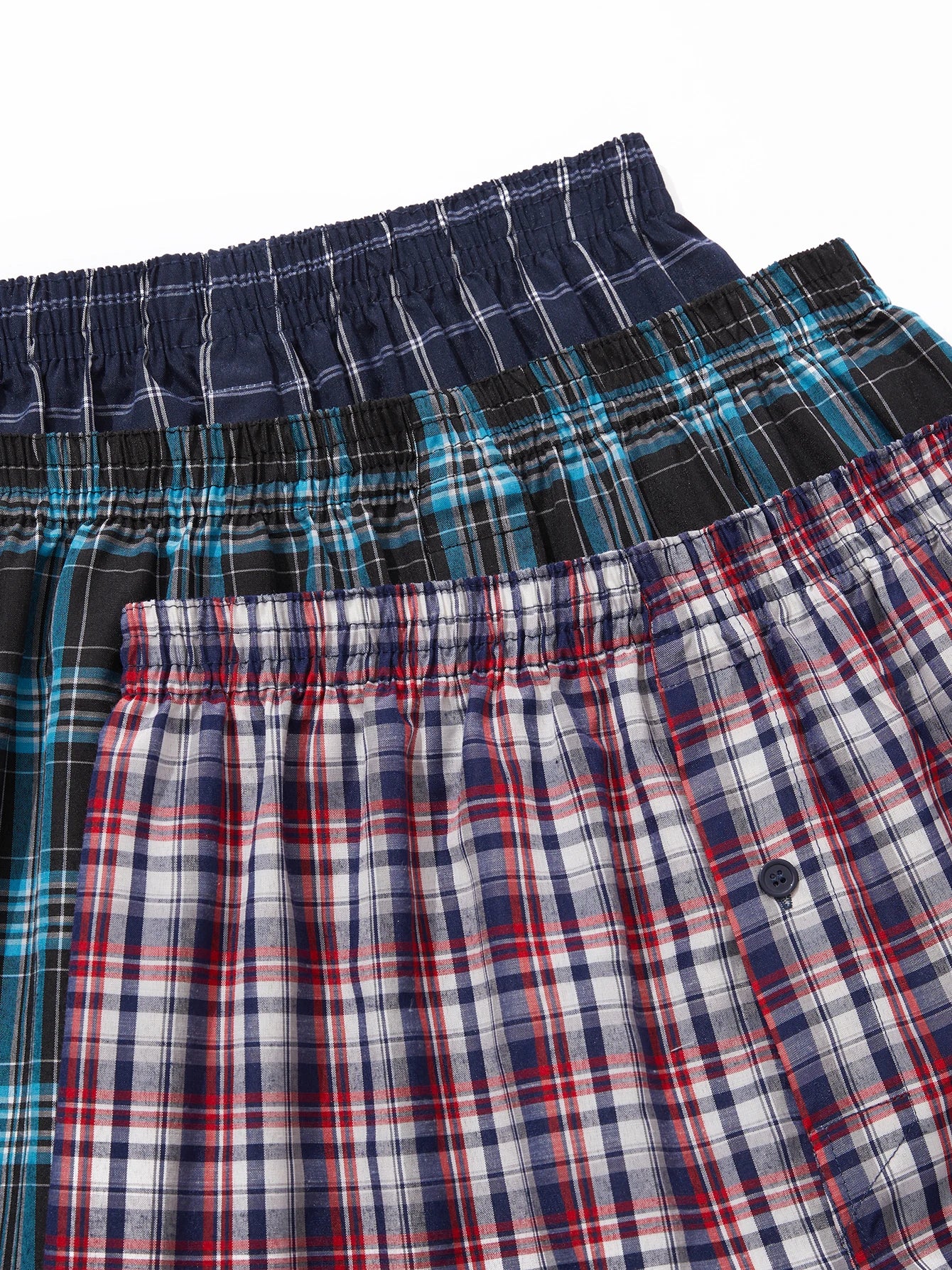 Plaid woven boxer shorts set with elastic waistbands in mixed plaid colors