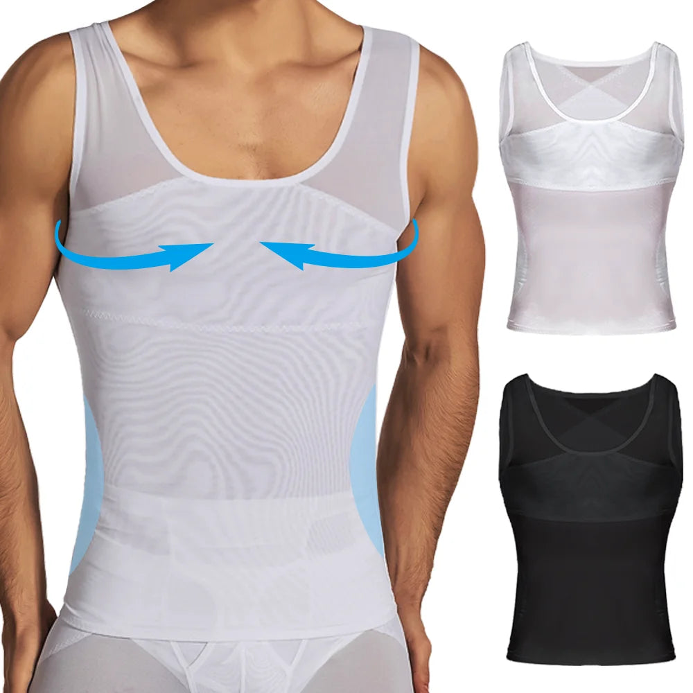 White compression shapewear vest with racerback cut