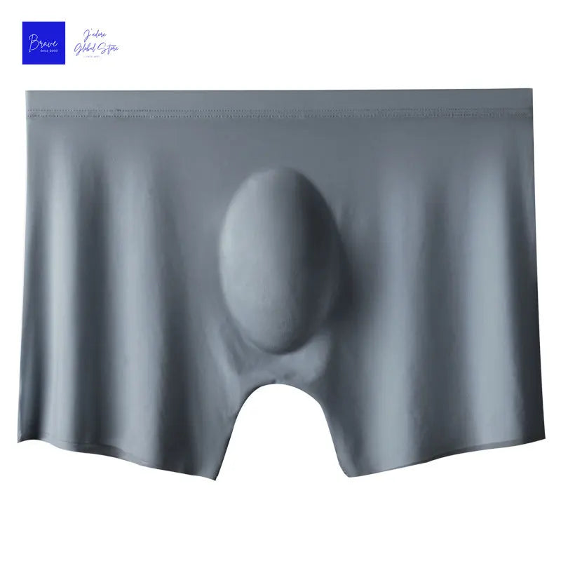 Gray seamless boxer briefs with smooth knit and contoured pouch