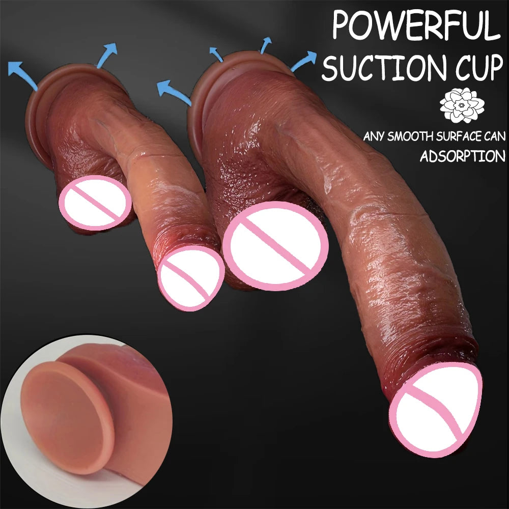 Flesh-toned realistic sex toy with textured surface and open-tip end