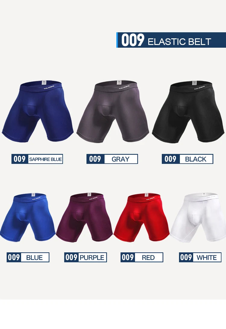 Set of compression boxer briefs in blue, gray, black, purple, red, and white