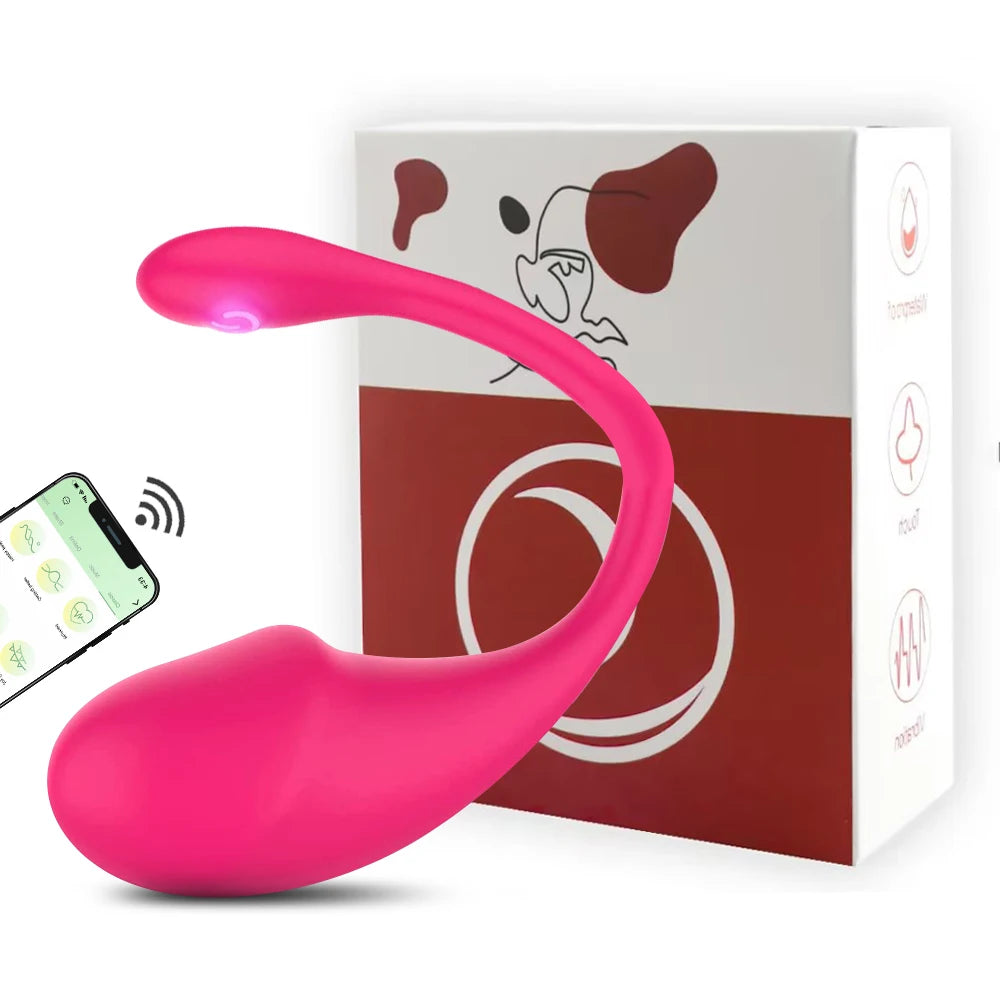 Pink curved G-spot vibrator with rounded tip and wearable design