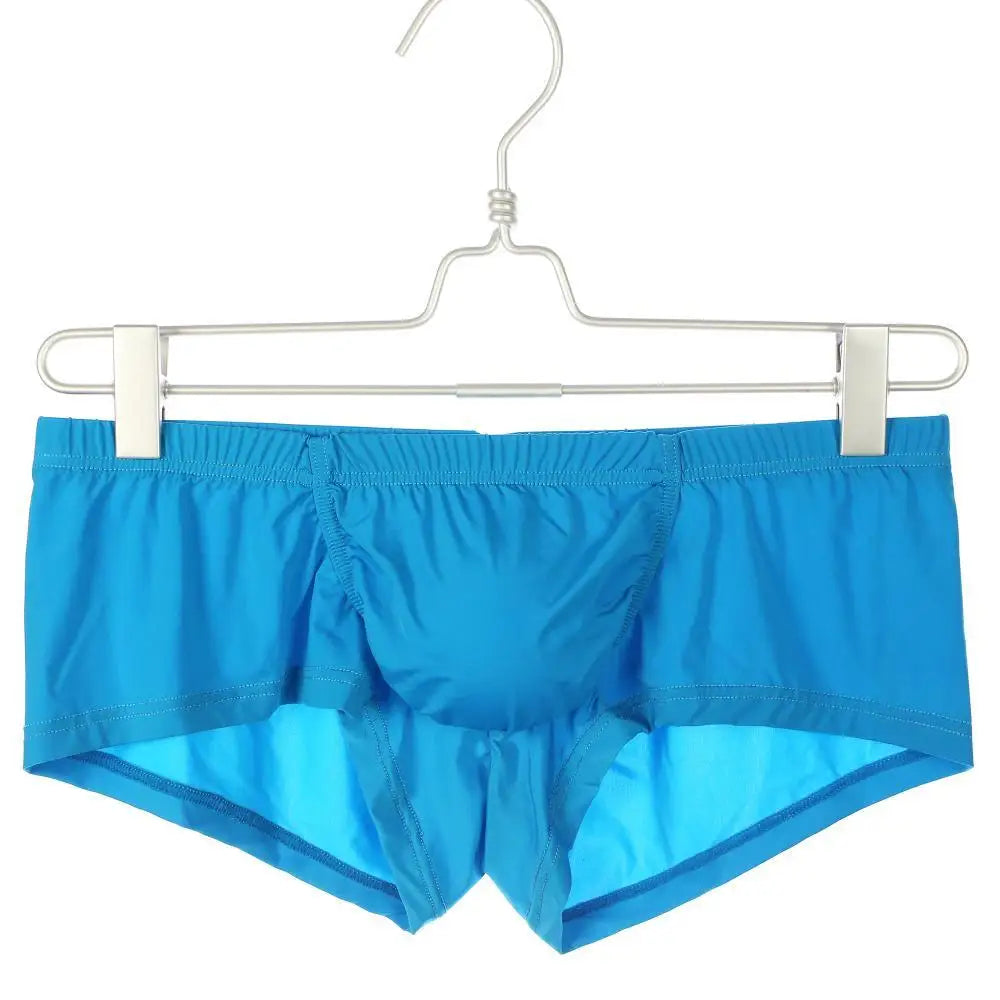 Low-rise boxer briefs, blue, on hanger