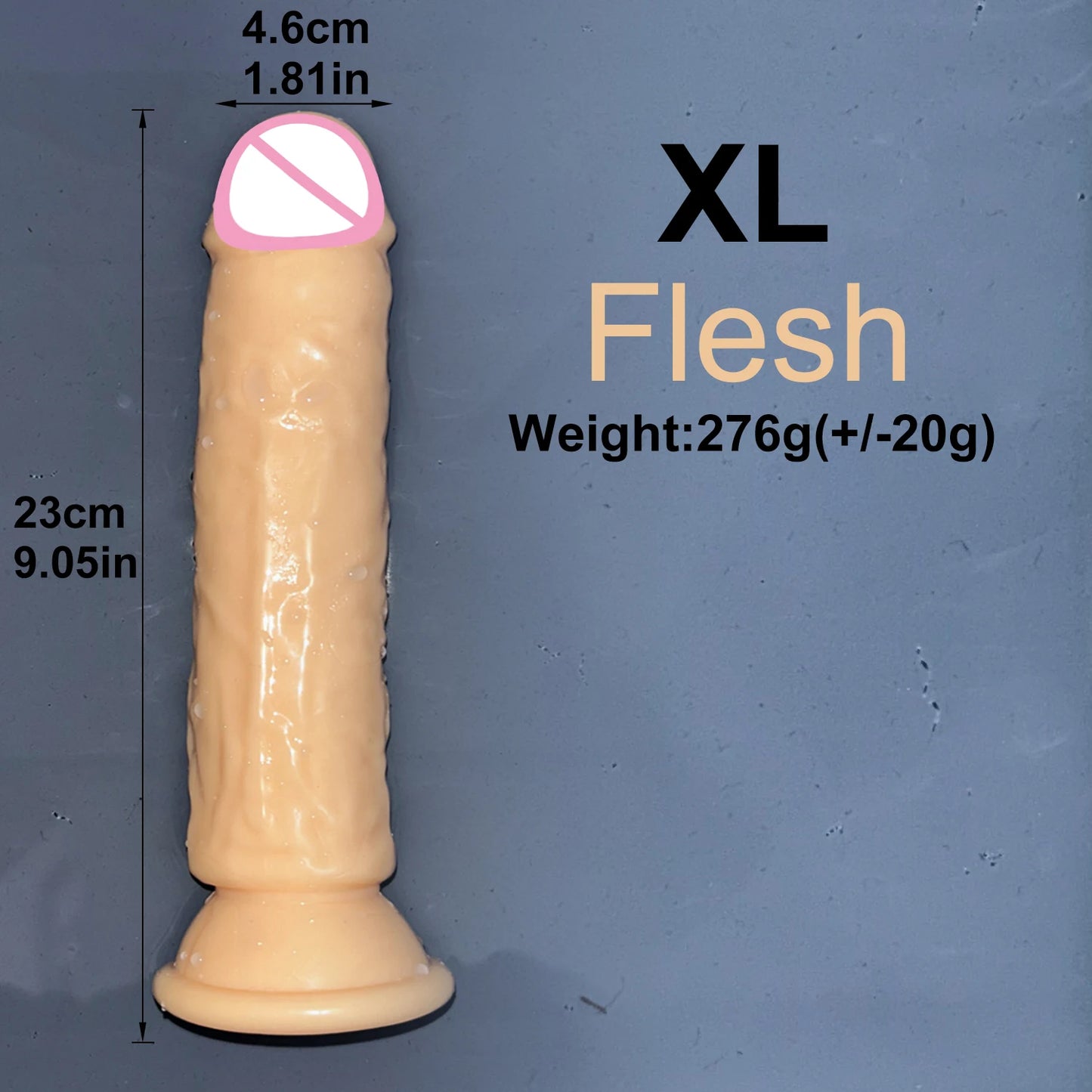 Flesh transparent jelly dildo with suction cup, XL size