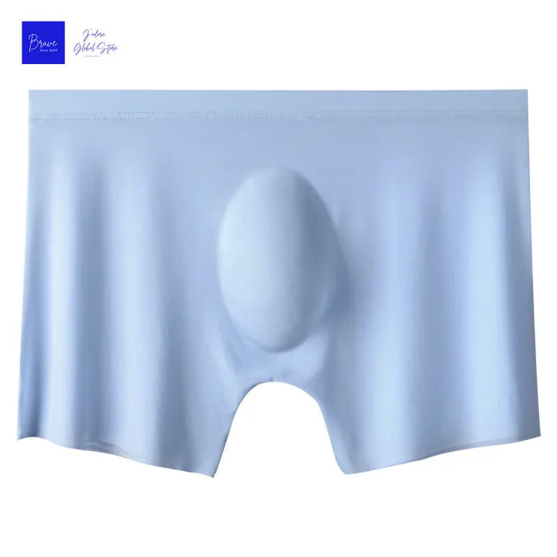 Light blue seamless boxer briefs with curved front pouch