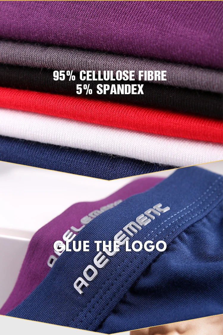 Modal compression boxer briefs fabric swatches in black, white, red, blue, and purple