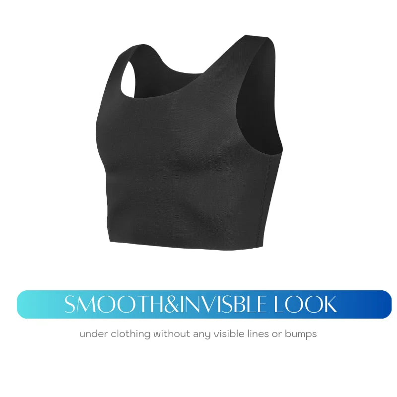 Black seamless sleeveless tank vest, smooth invisible look