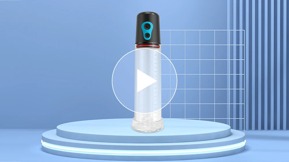Electric pump on platform stand, clear measurement cylinder with blue control lights