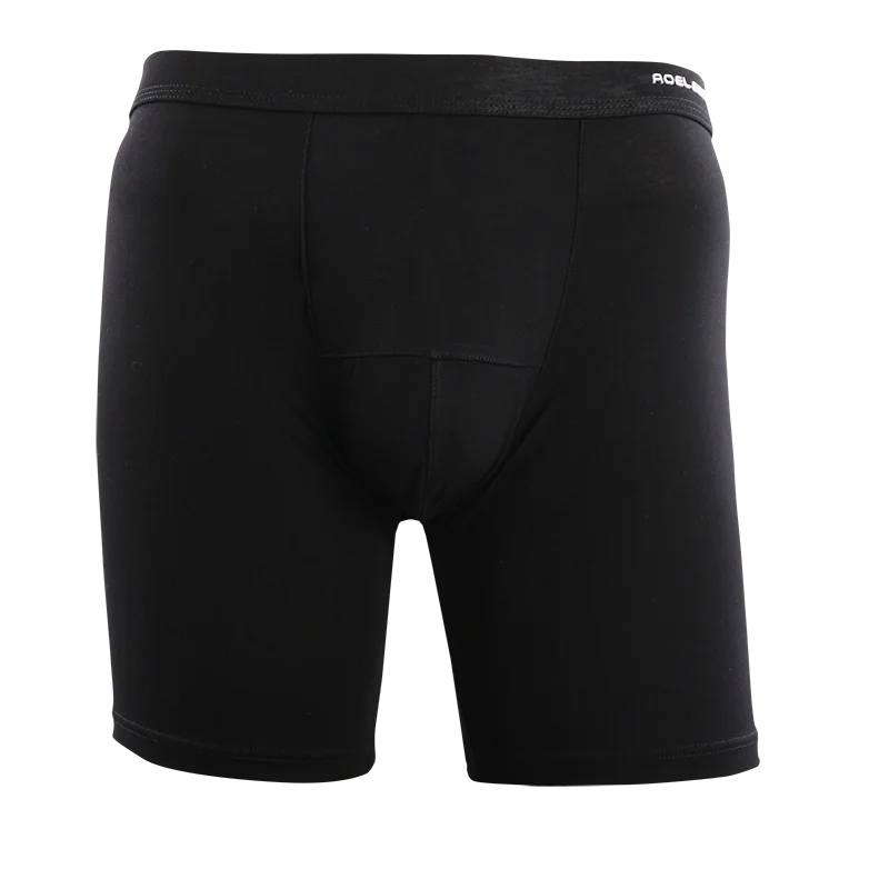 Black modal compression boxer briefs, back view with contoured center seam
