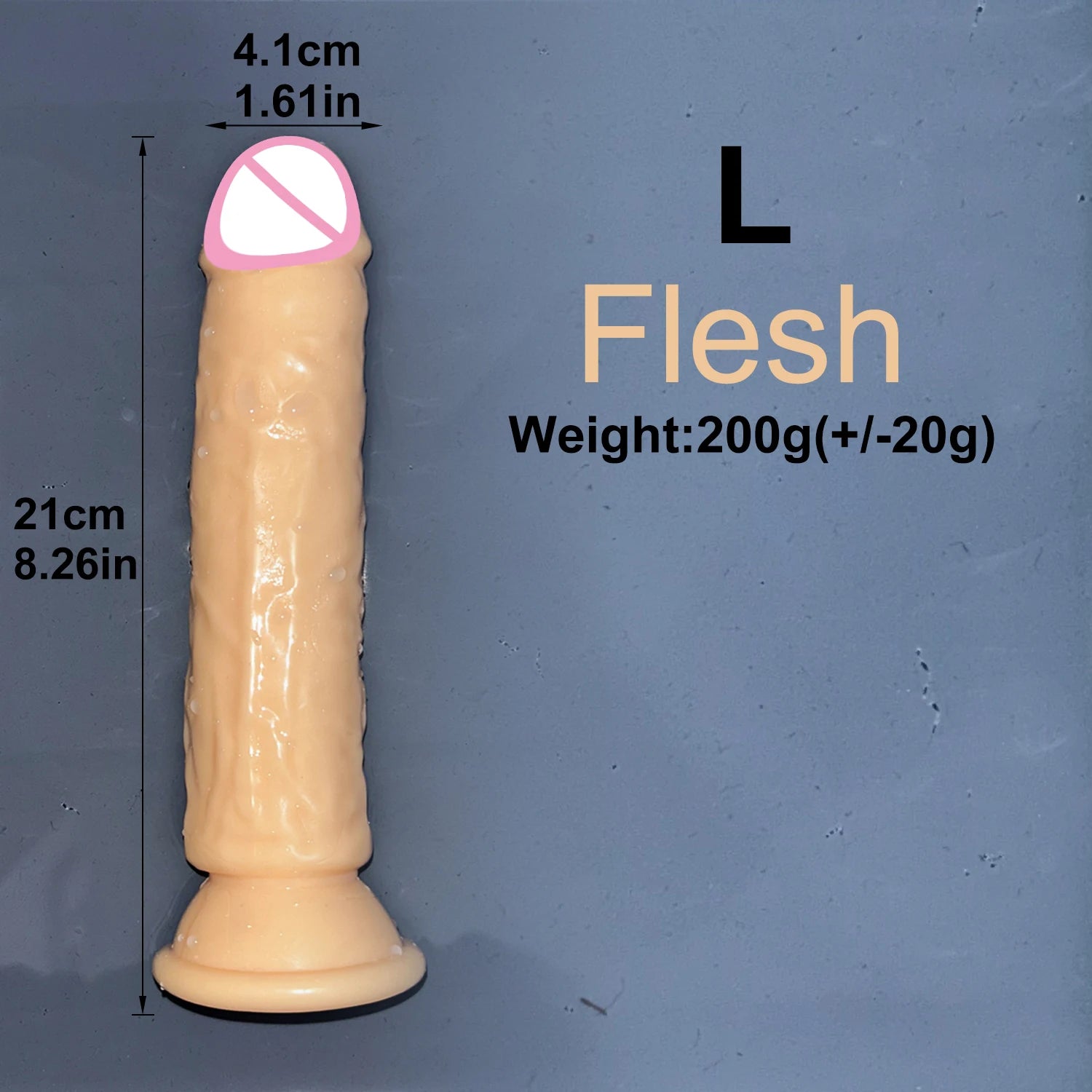 Flesh transparent jelly dildo with suction cup, L size