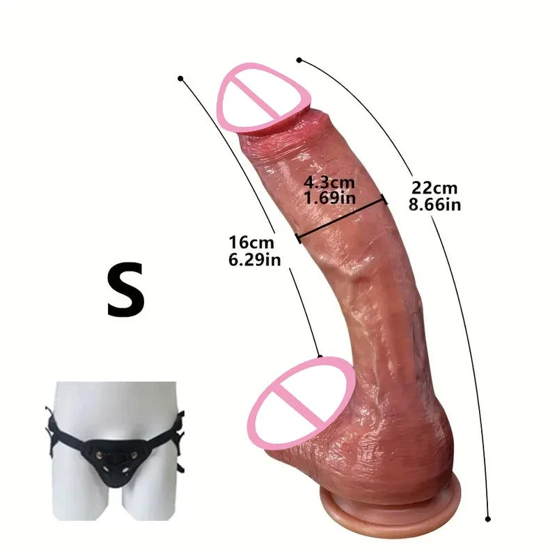 S flesh-toned realistic sex toy, length labeled 16cm, suction base